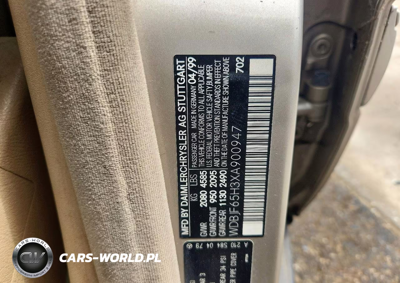 1999 Mercedes-Benz E 320 VIN:WDBJF65H3XA900947 - 12