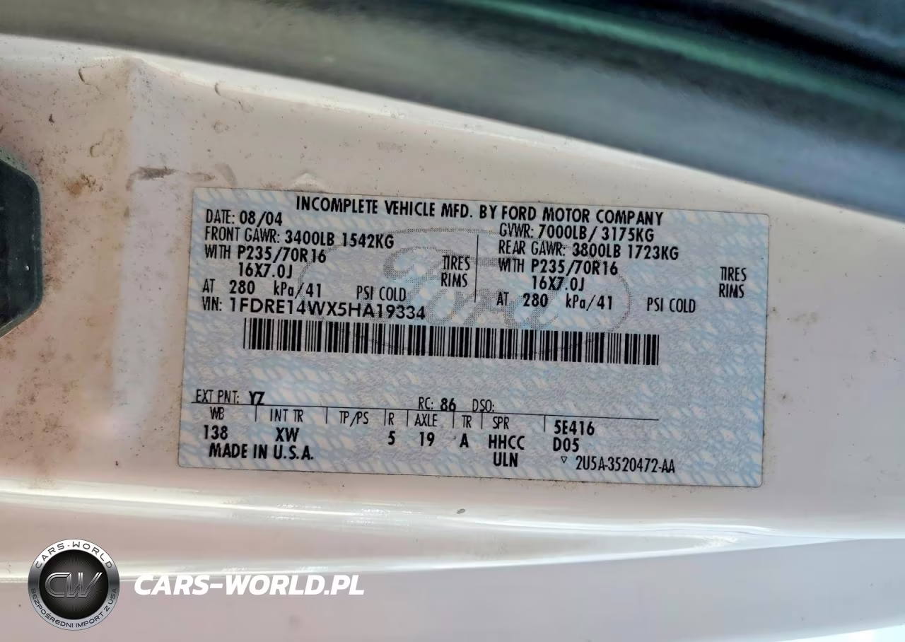 2005 Ford Econoline E150 Van VIN:1FDRE14WX5HA19334 - 13