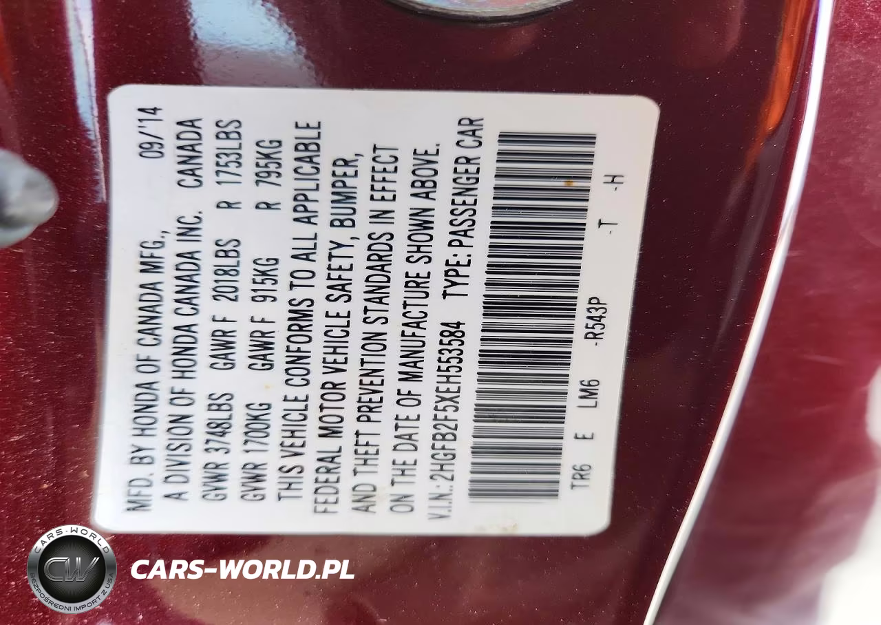 2014 Honda Civic Lx VIN:2HGFB2F5XEH553584 - 12