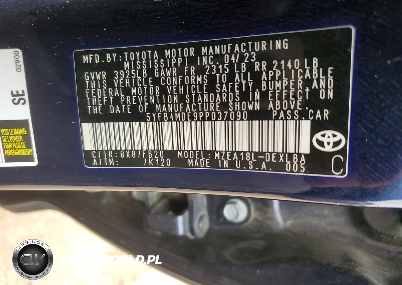 2023 Toyota Corolla Le VIN:5YFB4MDE9PP037090 - 12