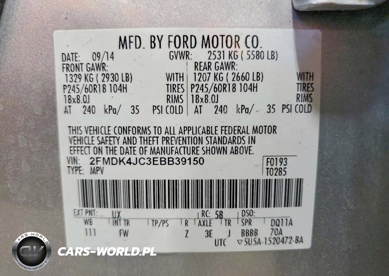 2014 Ford Edge Sel VIN:2FMDK4JC3EBB39150 - 14