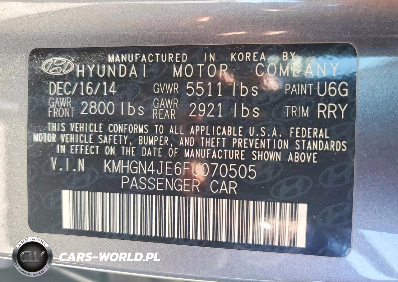 2015 Hyundai Genesis 3.8L VIN:KMHGN4JE6FU070505 - 12