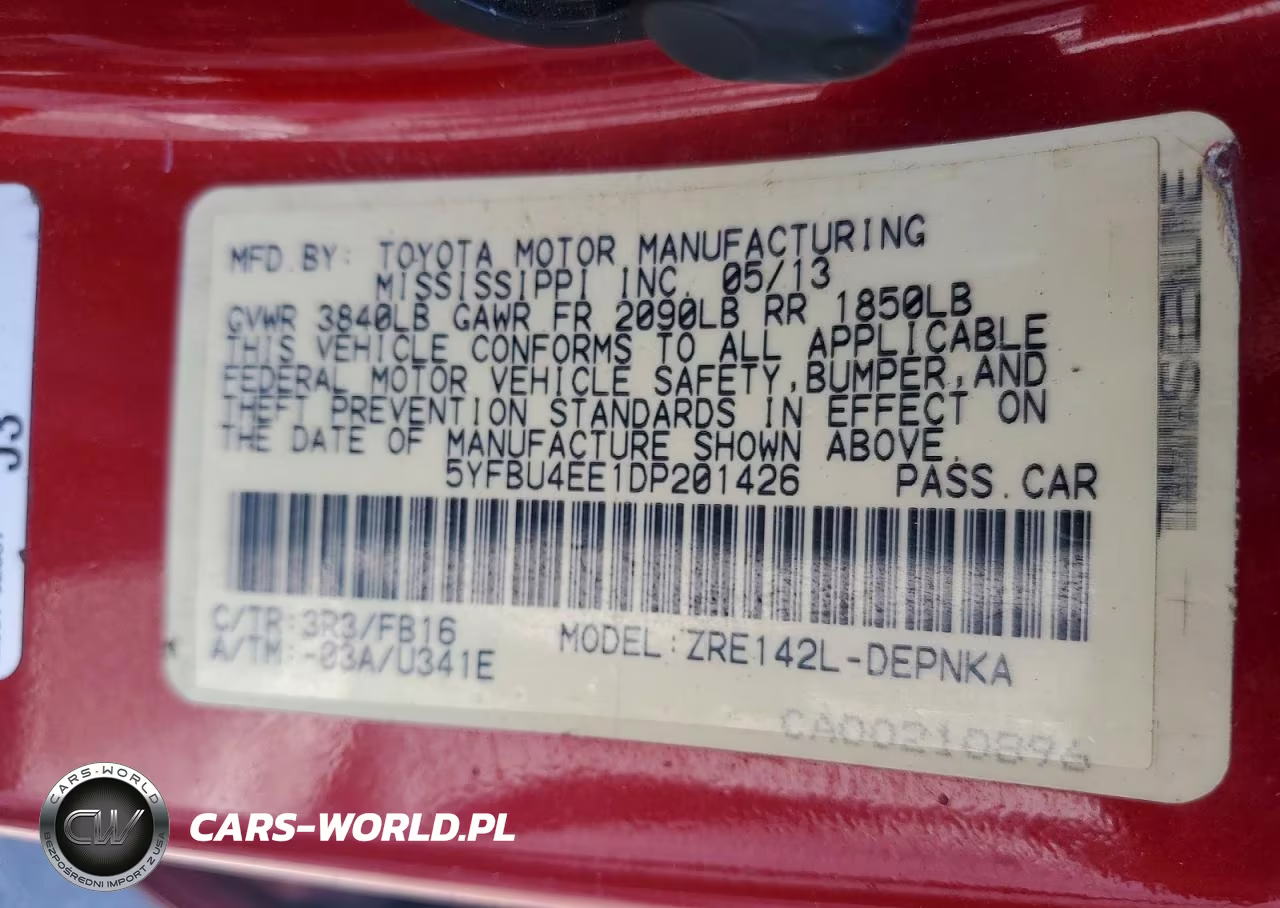 2013 Toyota Corolla Le VIN:5YFBU4EE1DP201426 - 12