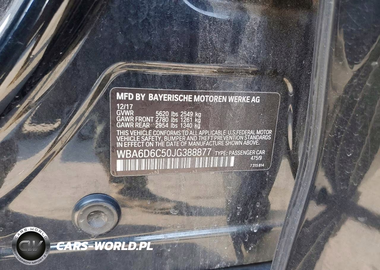 2018 BMW 650 VIN:WBA6D6C50JG388877 - 12