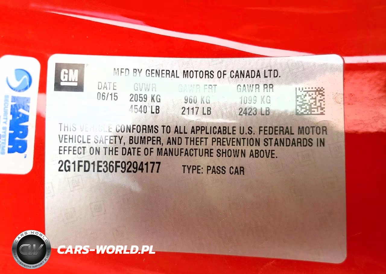 2015 Chevrolet Camaro Lt VIN:2G1FD1E36F9294177 - 12