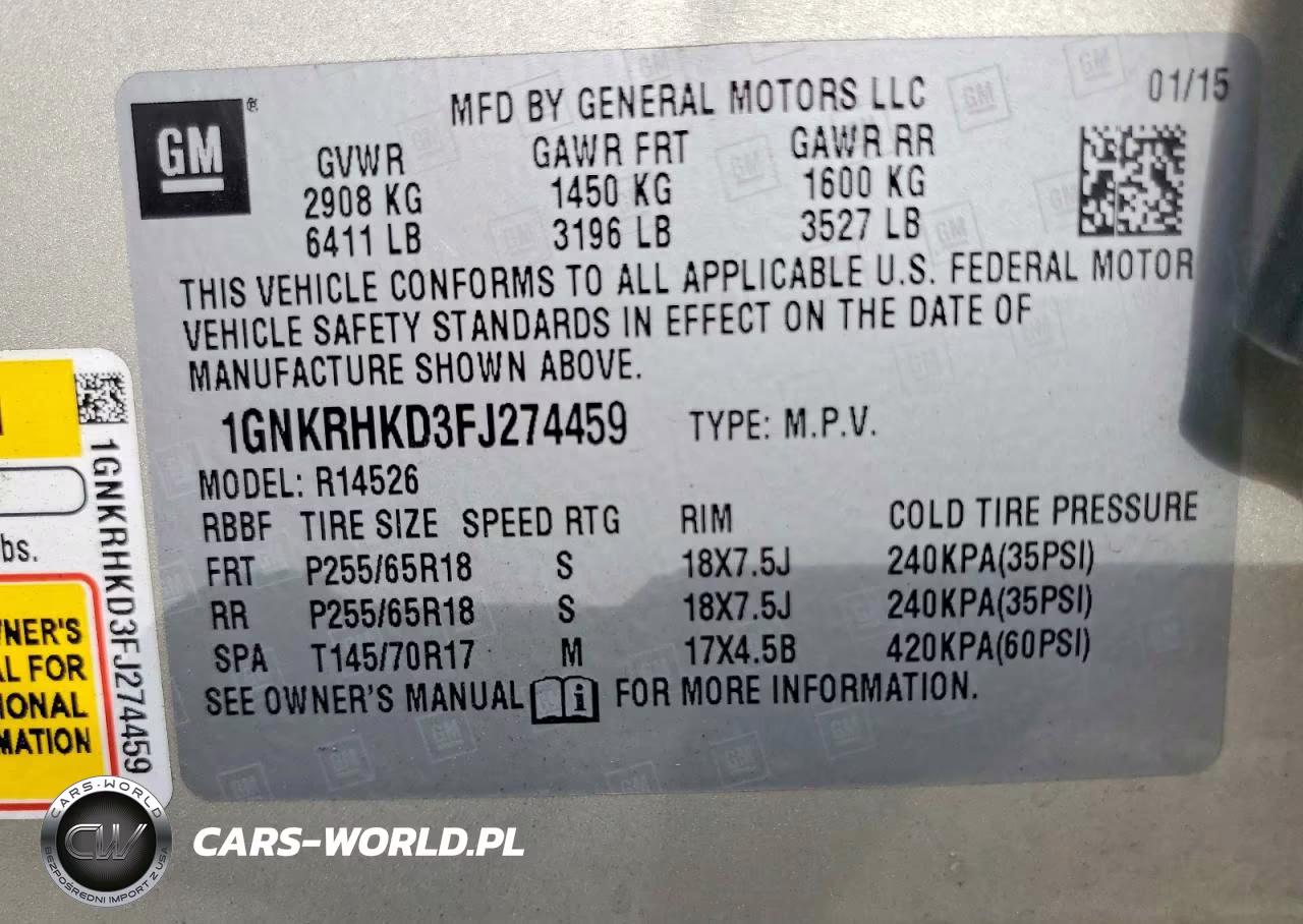 2015 Chevrolet Traverse Lt VIN:1GNKRHKD3FJ274459 - 13