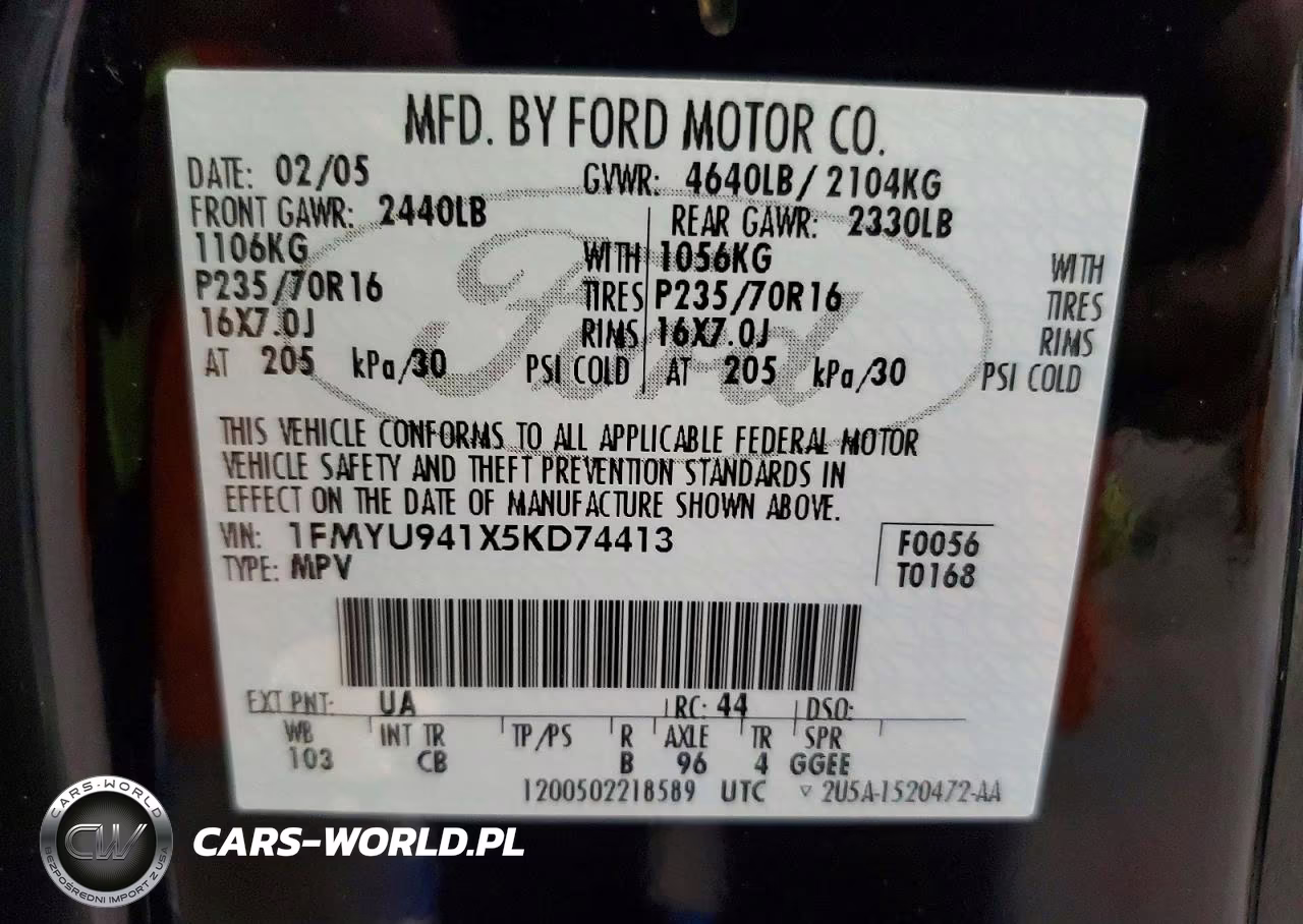 2005 Ford Escape Limited VIN:1FMYU941X5KD74413 - 13
