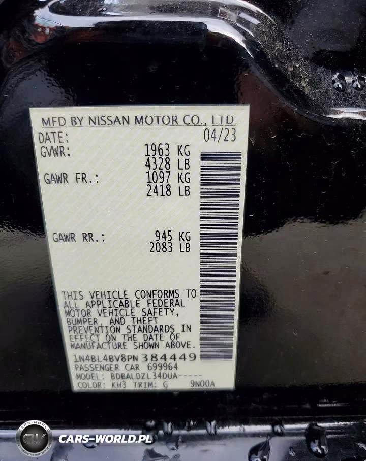 2023 Nissan Altima S VIN:1N4BL4BV8PN384449 - 13