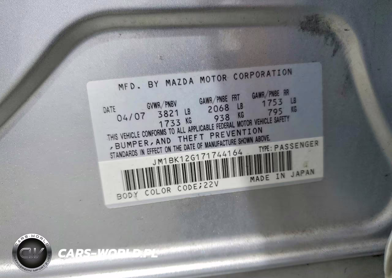 2007 Mazda 3 I VIN:JM1BK12G171744164 - 12