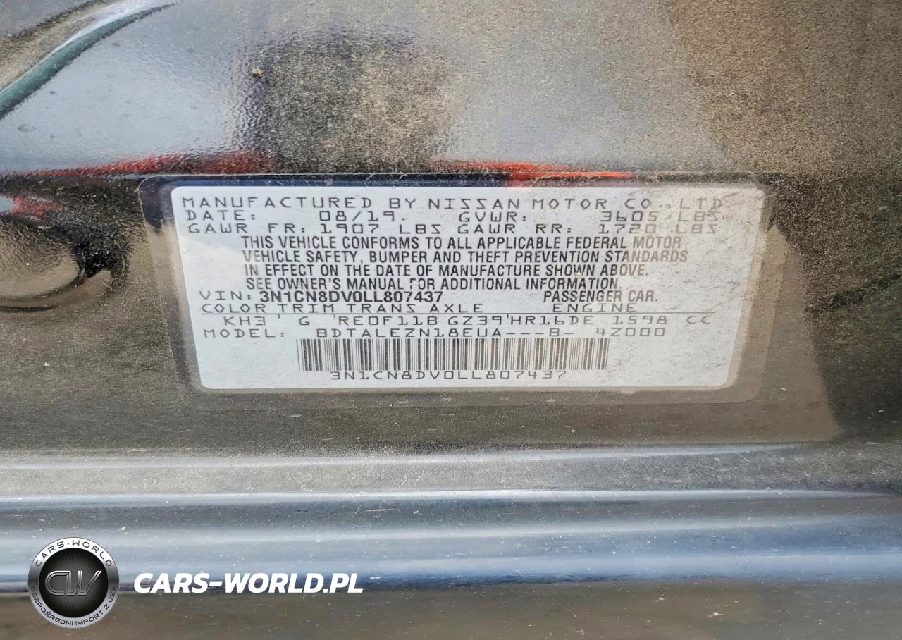 2020 Nissan Versa S VIN:3N1CN8DV0LL807437 - 12