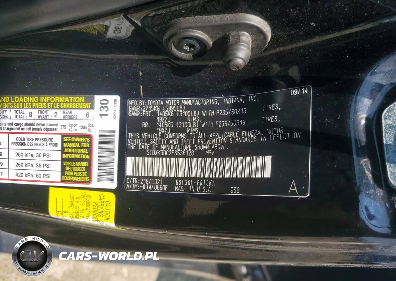 2015 Toyota Sienna Sport VIN:5TDXK3DC2FS536128 - 13