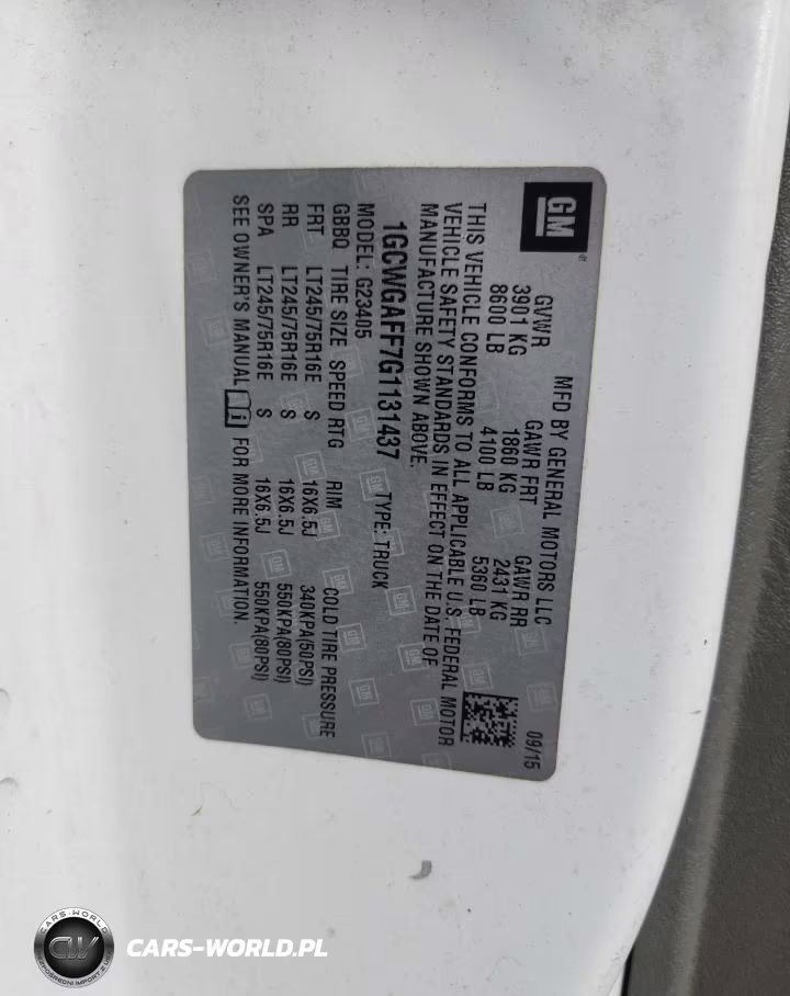 2016 Chevrolet Express 2500 Cargo Delivery Van VIN:1GCWGAFF7G1131437 - 12