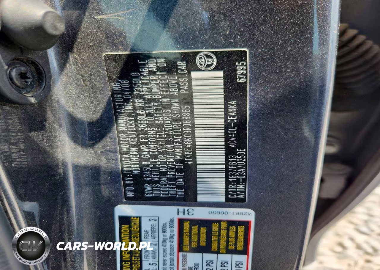 2009 Toyota Camry Le VIN:4T4BE46K09R068865 - 12