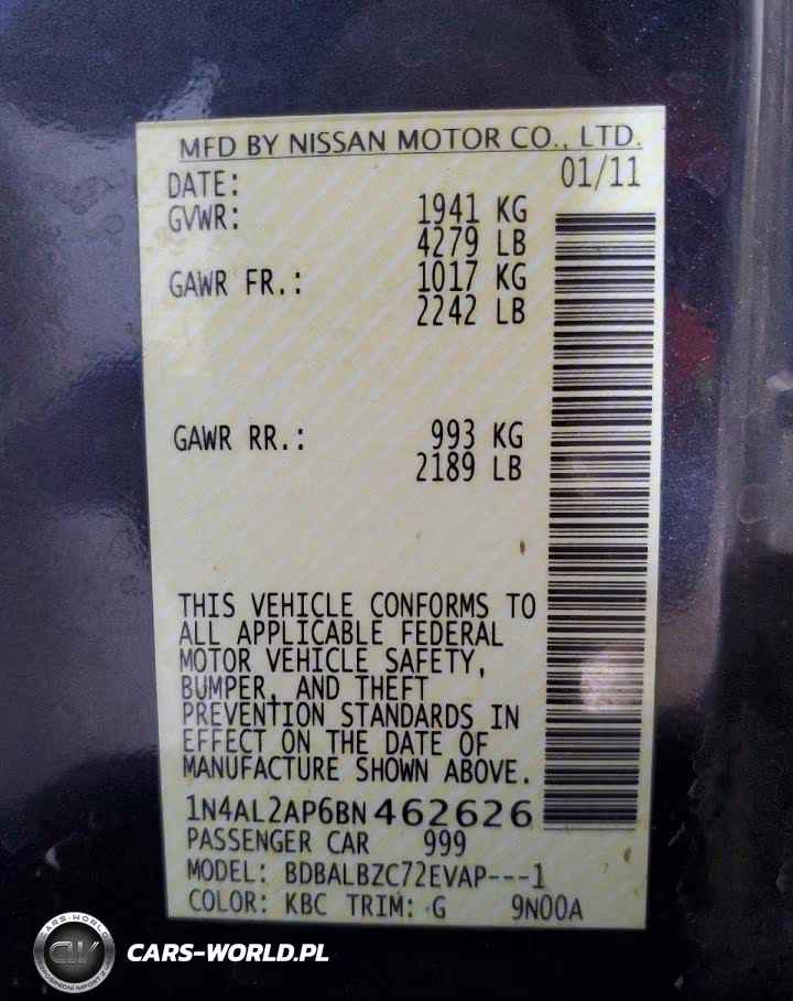 2011 Nissan Altima 2.5 VIN:1N4AL2AP6BN462626 - 12