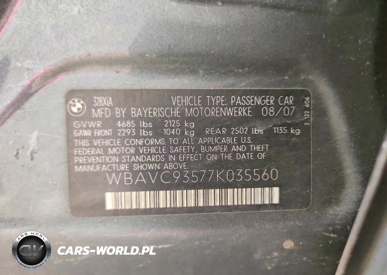 2007 BMW 328 Xi VIN:WBAVC93577K035560 - 12
