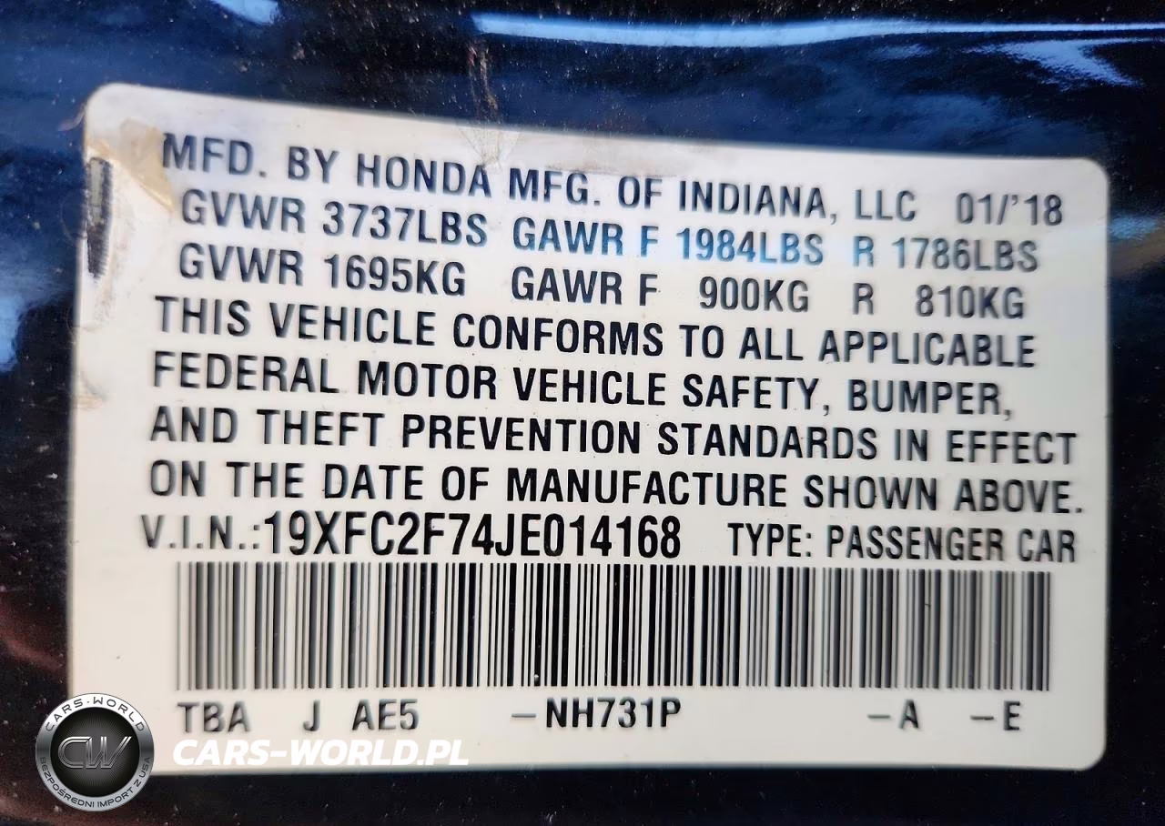 2018 Honda Civic Ex VIN:19XFC2F74JE014168 - 12