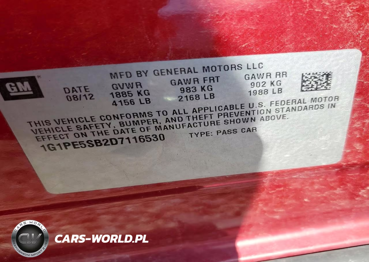 2013 Chevrolet Cruze Lt VIN:1G1PE5SB2D7116530 - 13