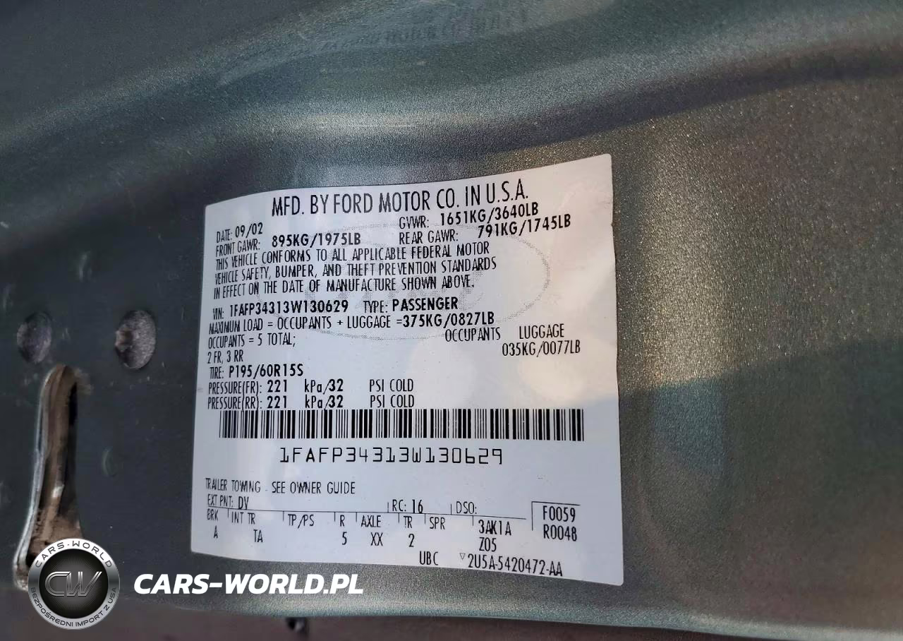 2003 Ford Focus Lx VIN:1FAFP34313W130629 - 12