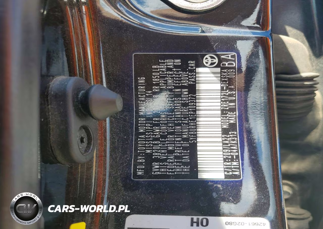 2014 Toyota Corolla S Premium VIN:5YFBURHE1EP109372 - 12