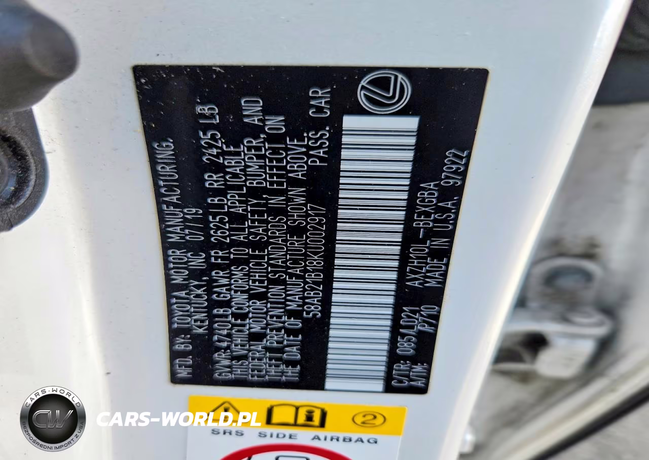 2019 Lexus Es 300H VIN:58AB21B18KU002917 - 12