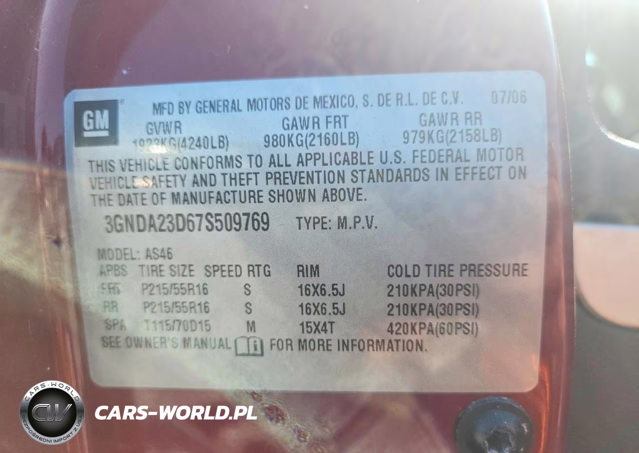 2007 Chevrolet Hhr Lt VIN:3GNDA23D67S509769 - 13