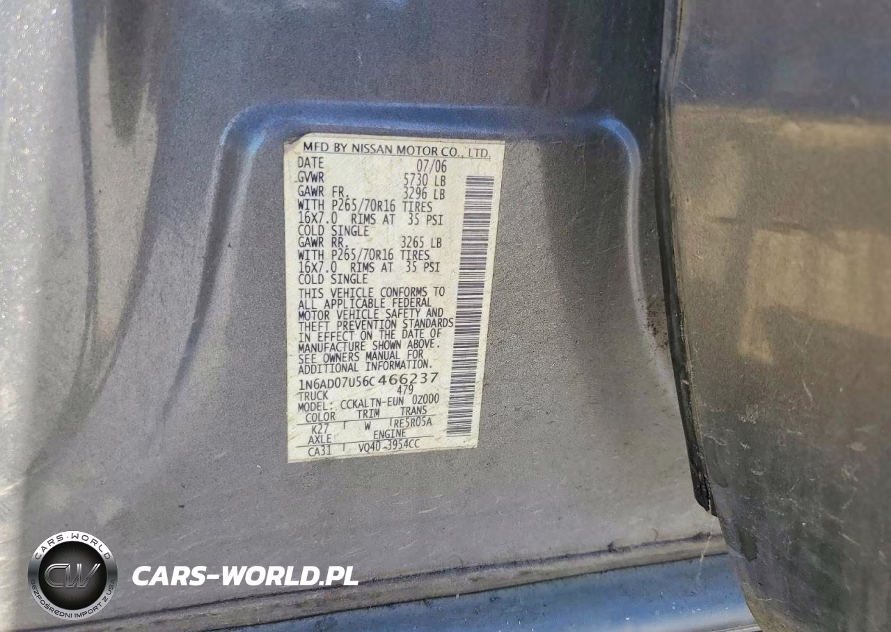 2006 Nissan Frontier Se VIN:1N6AD07U56C466237 - 12