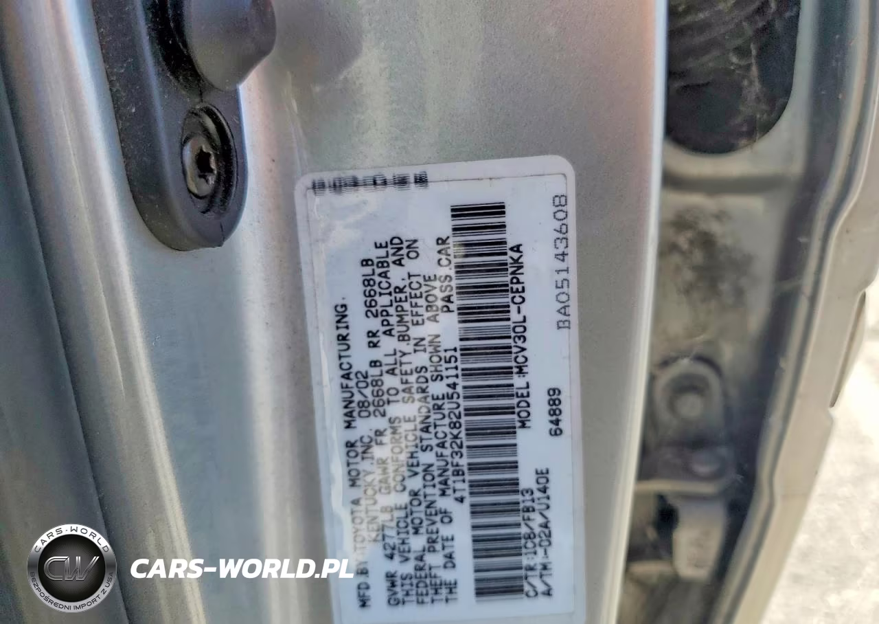 2002 Toyota Camry Le V6 VIN:4T1BF32K82U541151 - 12