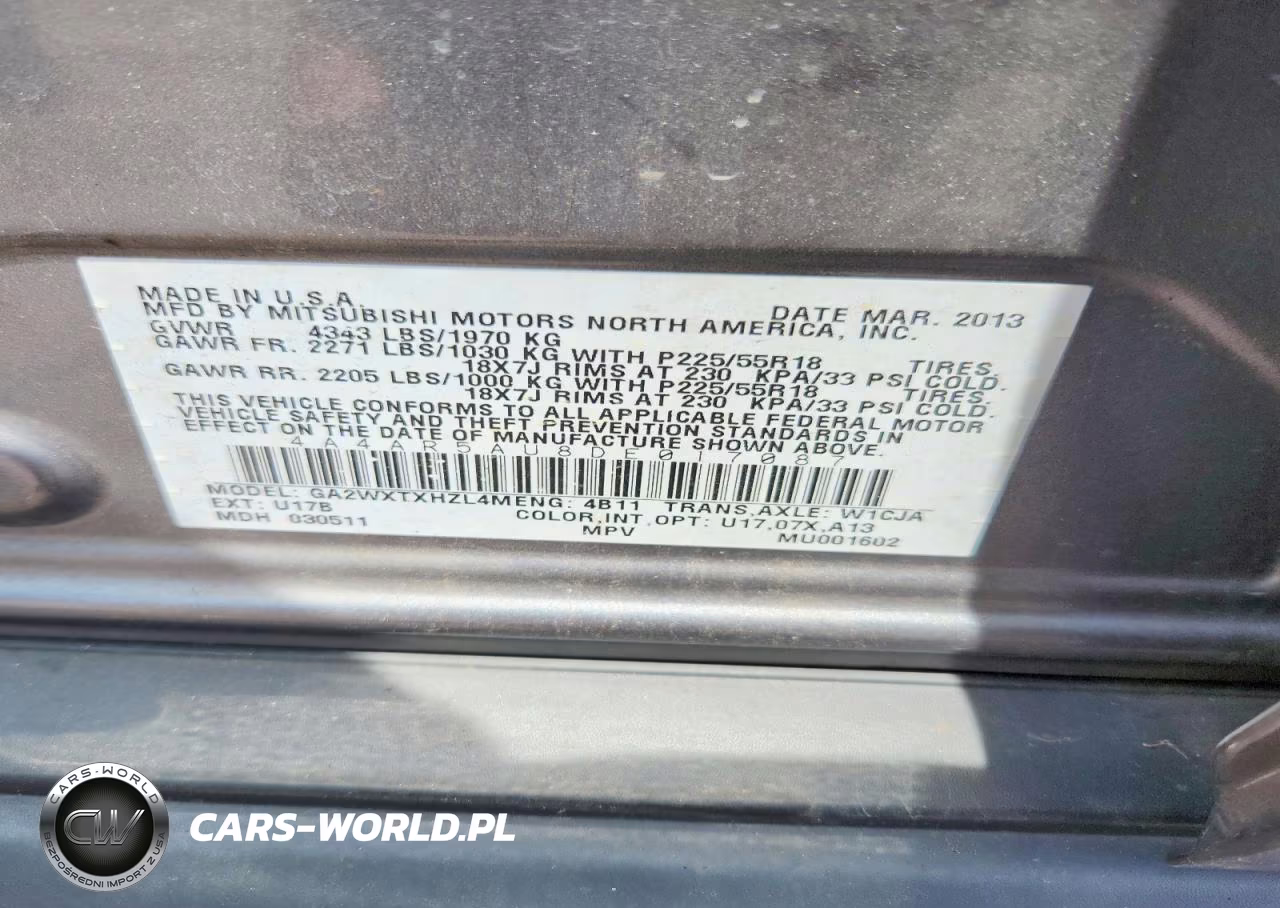 2013 Mitsubishi Outlander Sport Le VIN:4A4AR5AU8DE017087 - 14