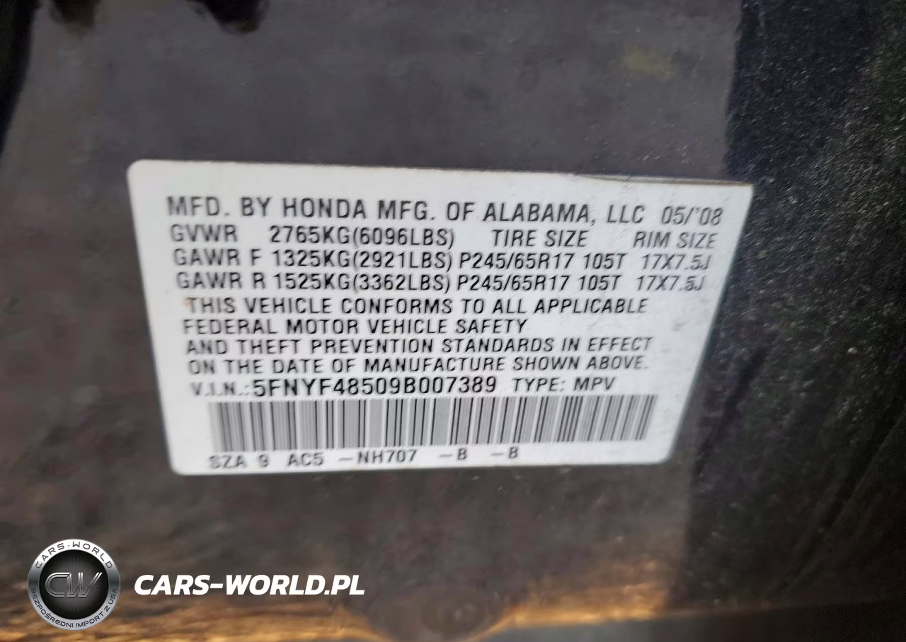 2009 Honda Pilot Exl VIN:5FNYF48509B007389 - 13