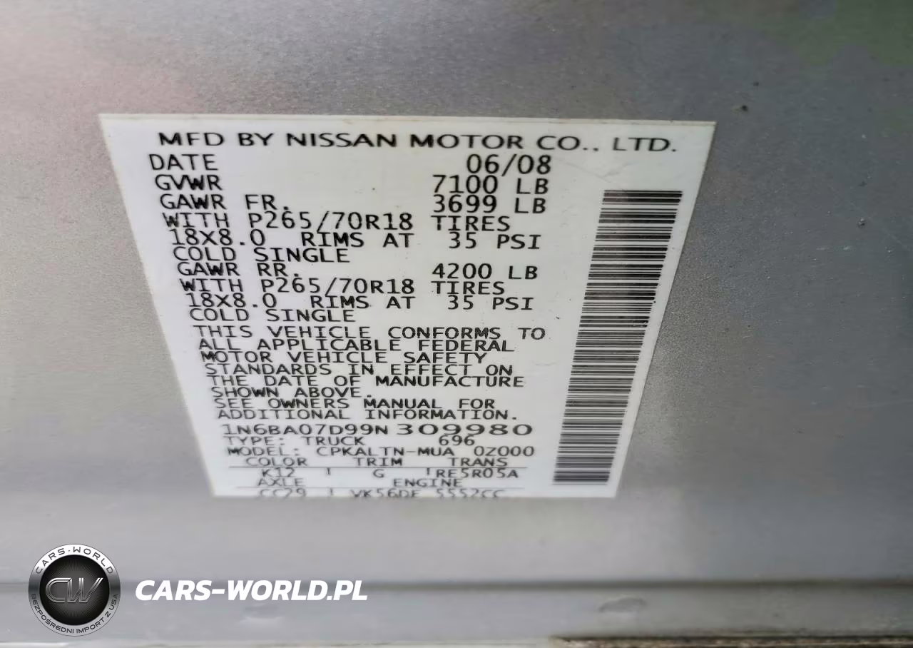 2009 Nissan Titan Xe Ffv VIN:1N6BA07D99N309980 - 12
