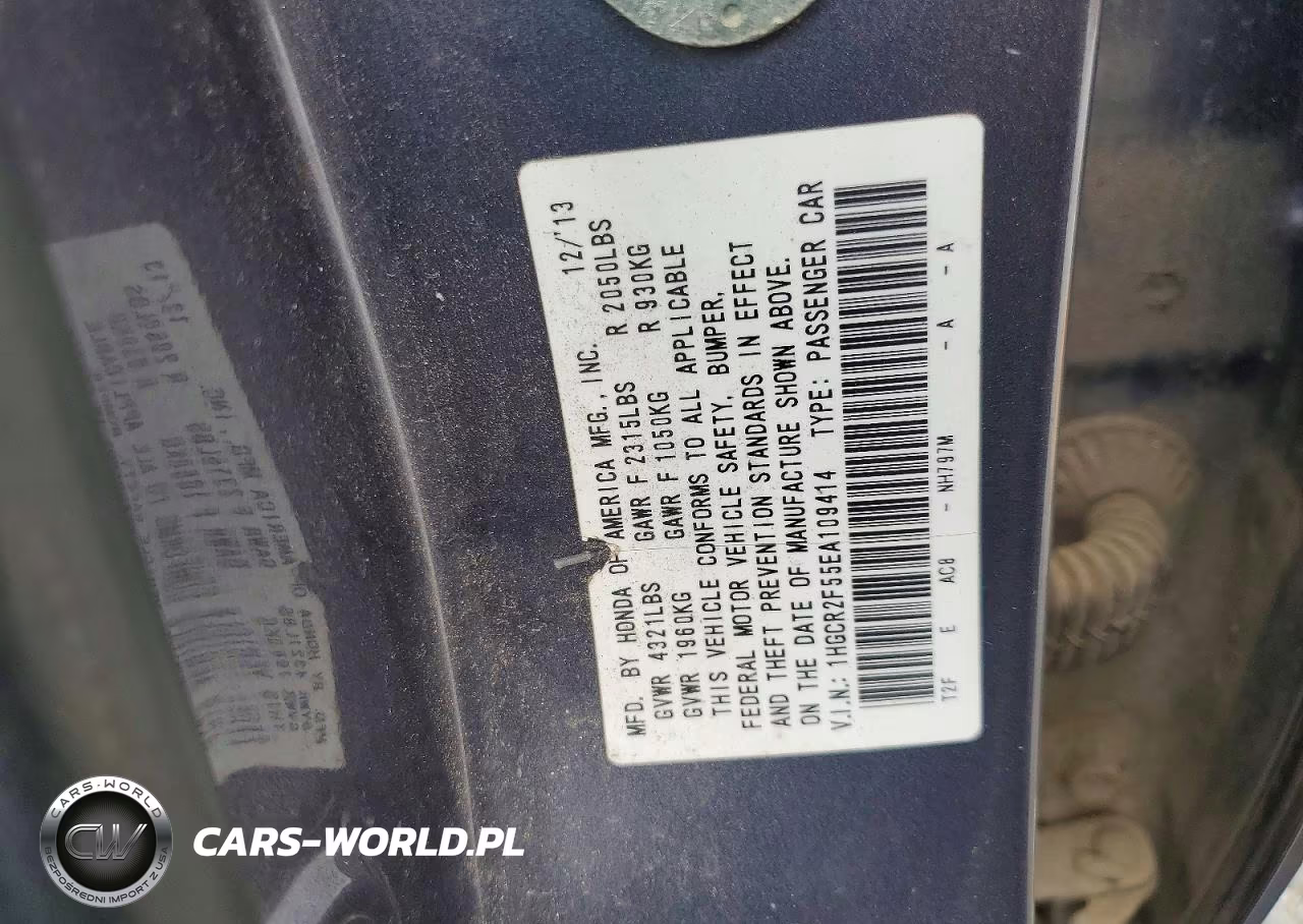 2014 Honda Accord Sport VIN:1HGCR2F55EA109414 - 12