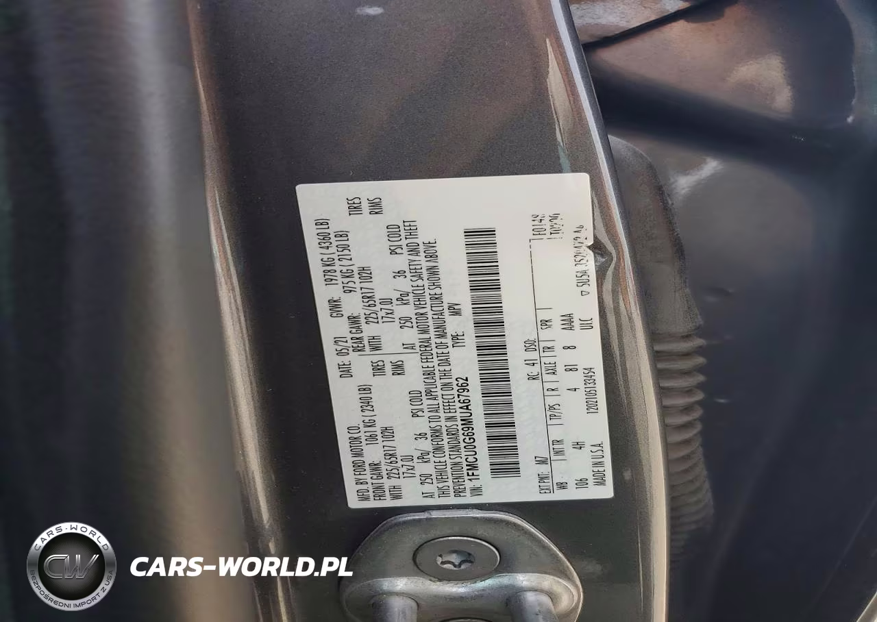 2021 Ford Escape Se VIN:1FMCU0G69MUA67962 - 13