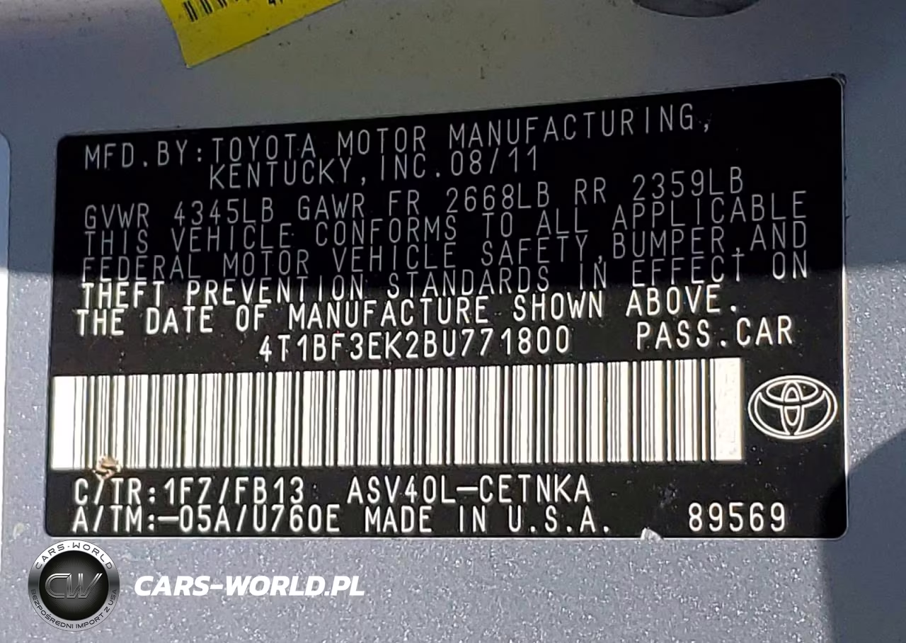 2011 Toyota Camry Le VIN:4T1BF3EK2BU771800 - 12