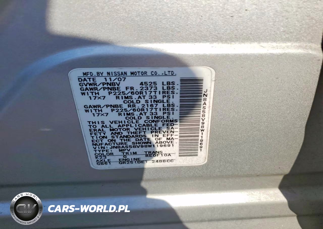 2008 Nissan Rogue S VIN:JN8AS58V98W119691 - 12