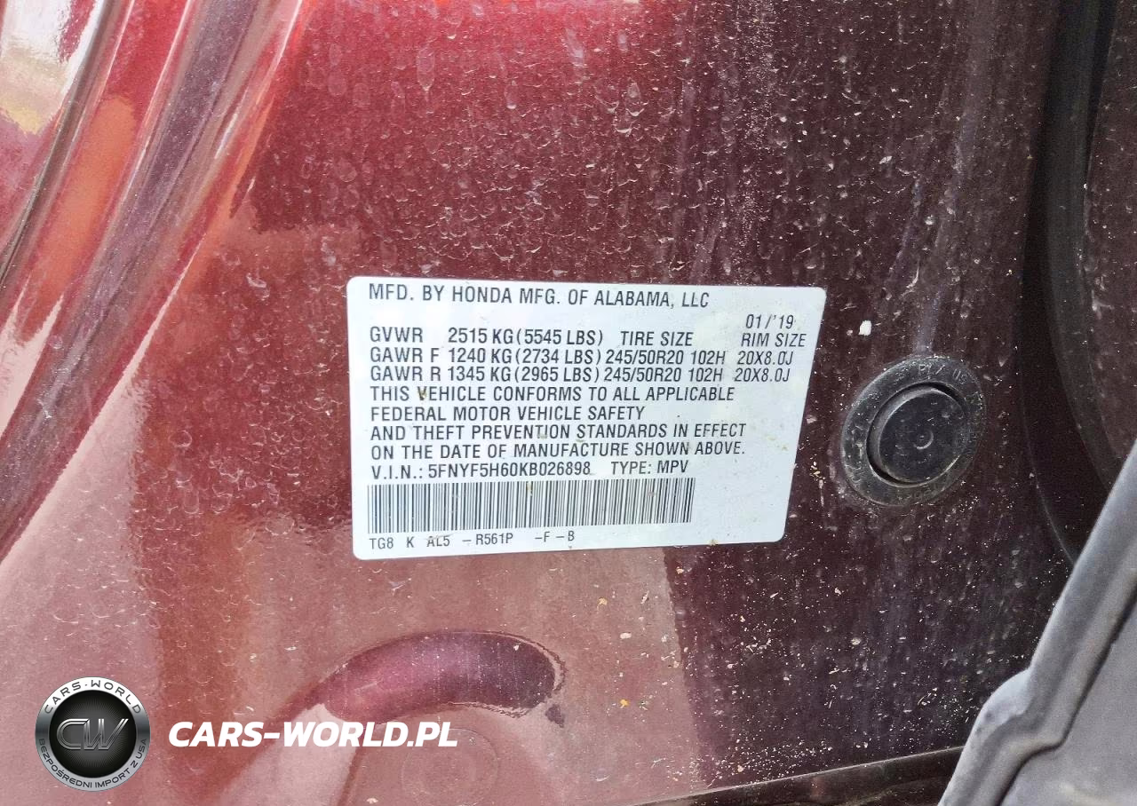 2019 Honda Pilot Touring VIN:5FNYF5H60KB026898 - 13