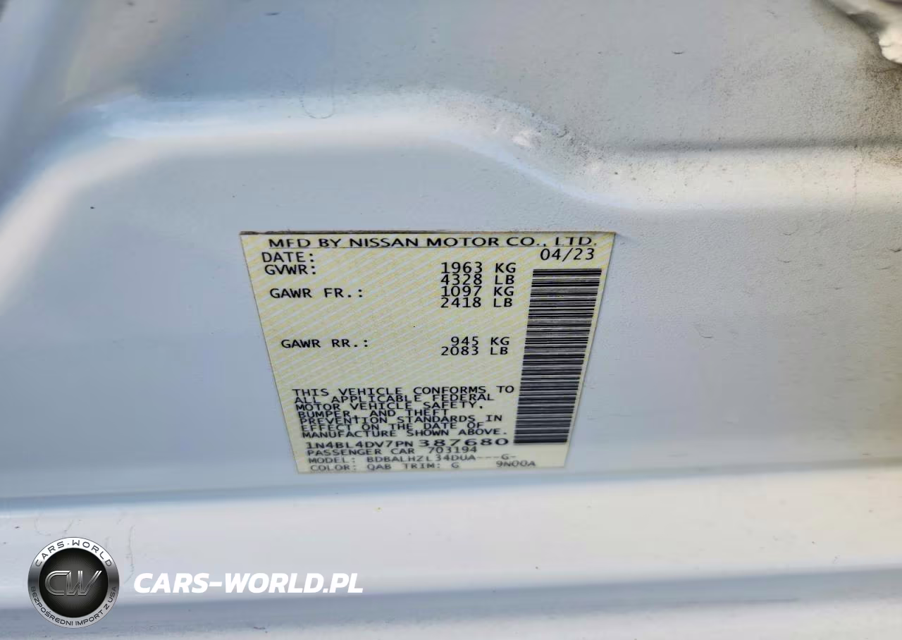 2023 Nissan Altima Sv VIN:1N4BL4DV7PN387680 - 13