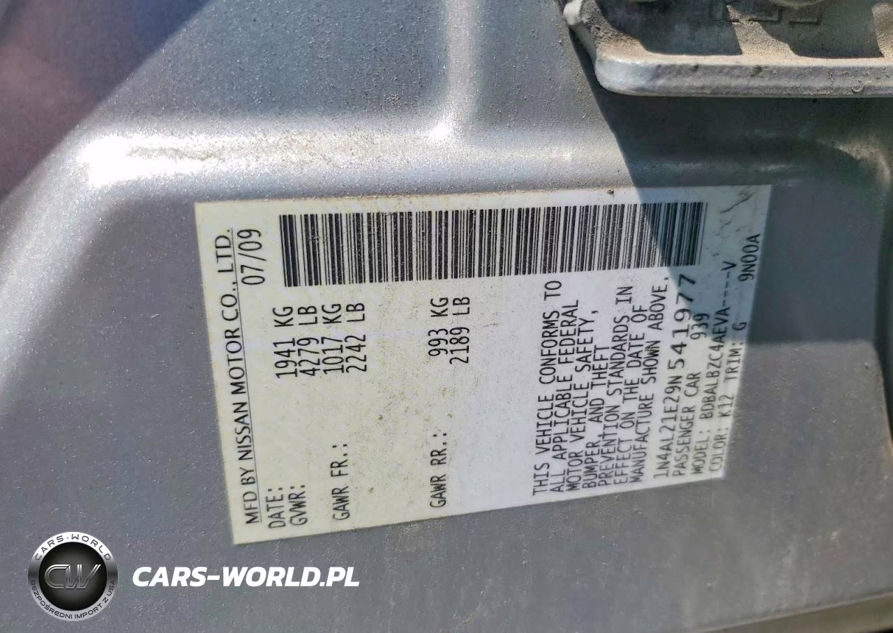 2009 Nissan Altima 2.5 VIN:1N4AL21E29N541977 - 13