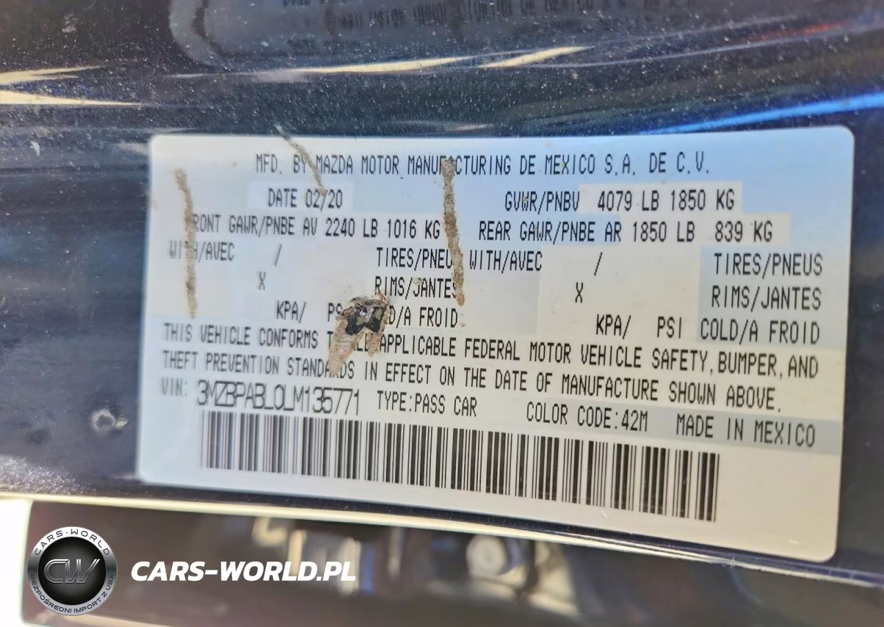2020 Mazda 3 VIN:3MZBPABL0LM135771 - 12
