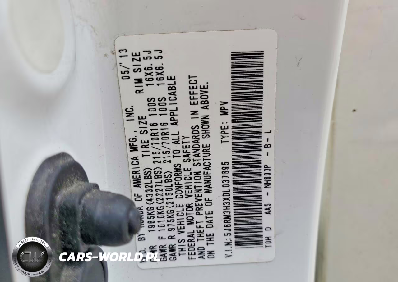 2013 Honda Cr-V Lx VIN:5J6RM3H3XDL037695 - 12