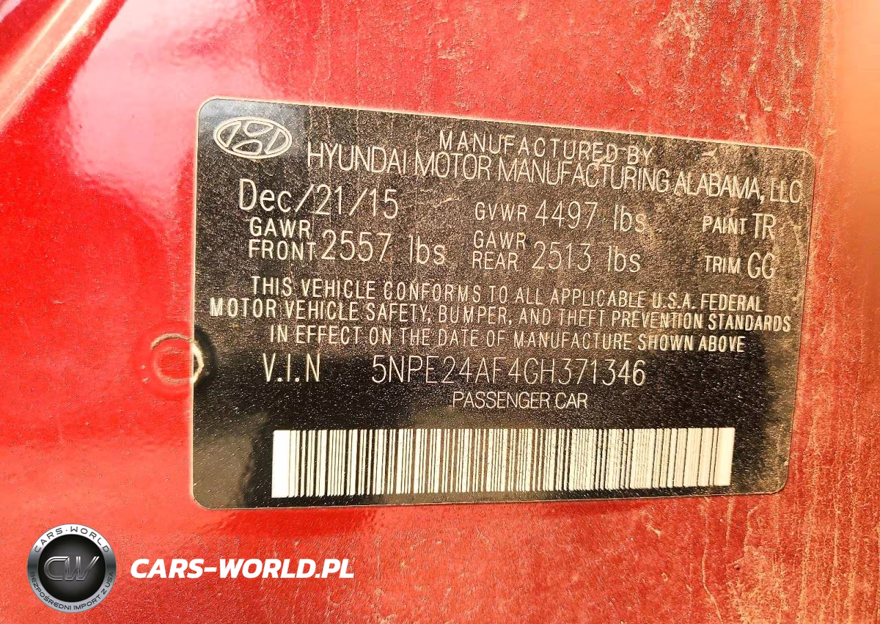 2016 Hyundai Sonata Se VIN:5NPE24AF4GH371346 - 12