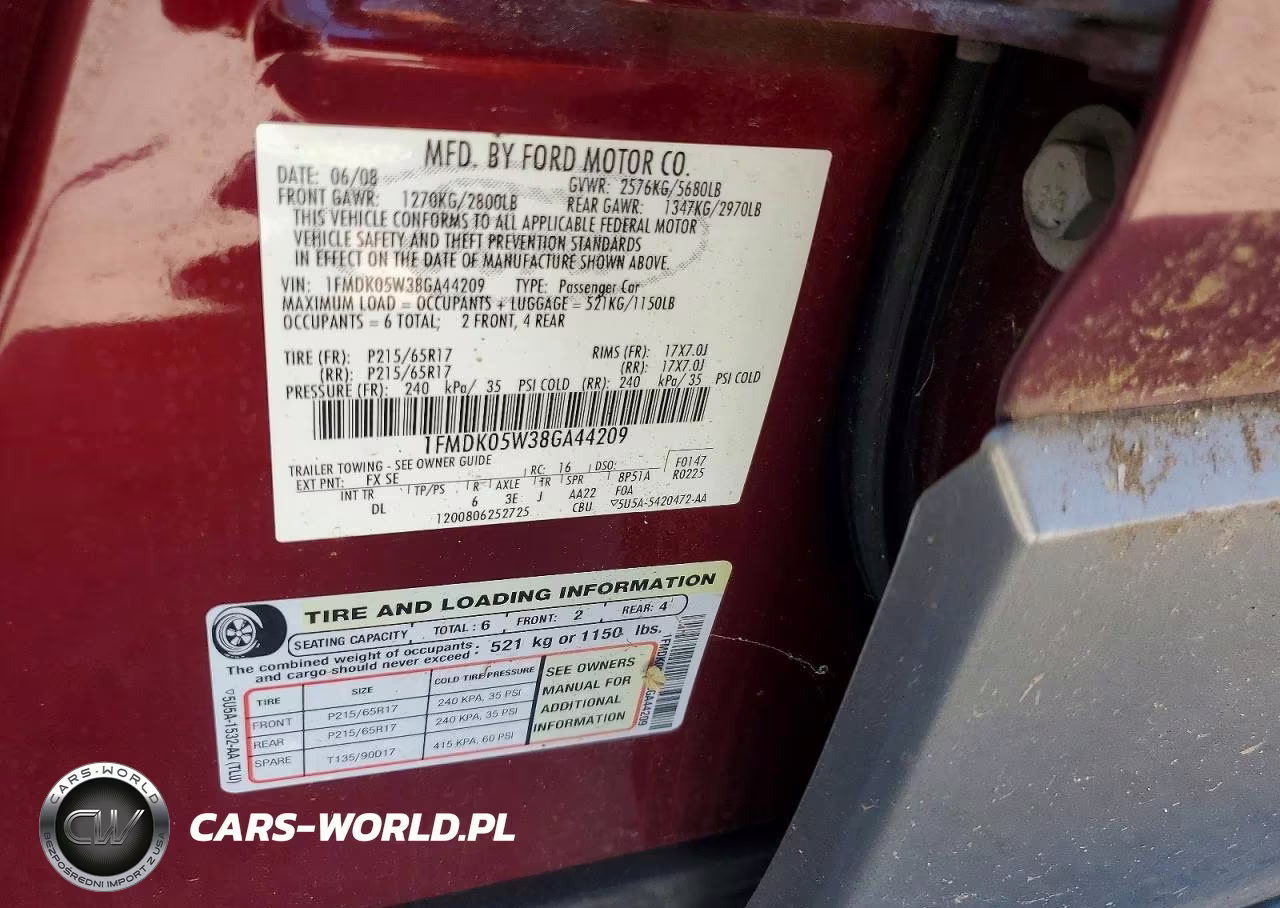 2008 Ford Taurus X Sel VIN:1FMDK05W38GA44209 - 12