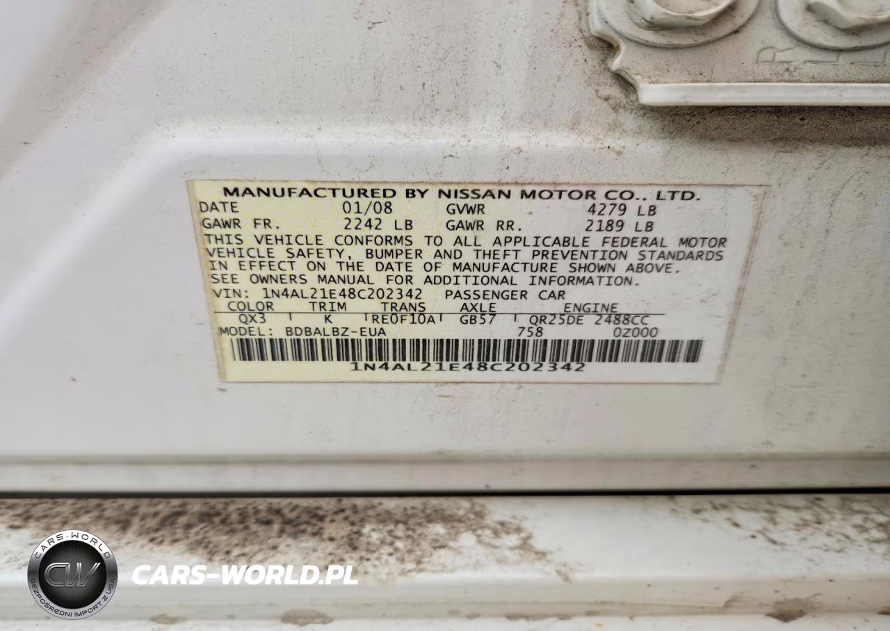 2008 Nissan Altima 2.5 VIN:1N4AL21E48C202342 - 12