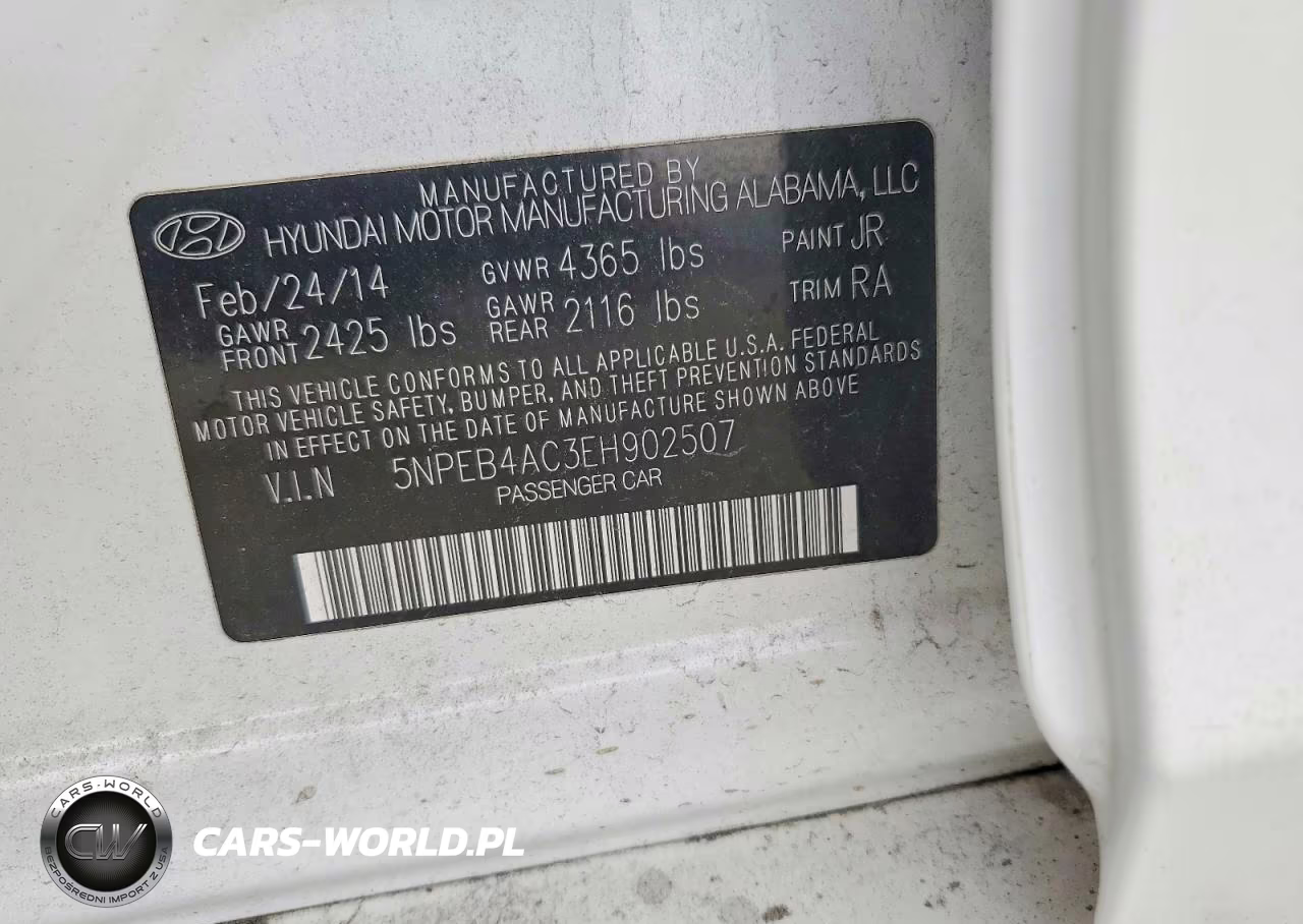 2014 Hyundai Sonata VIN:5NPEB4AC3EH902507 - 12