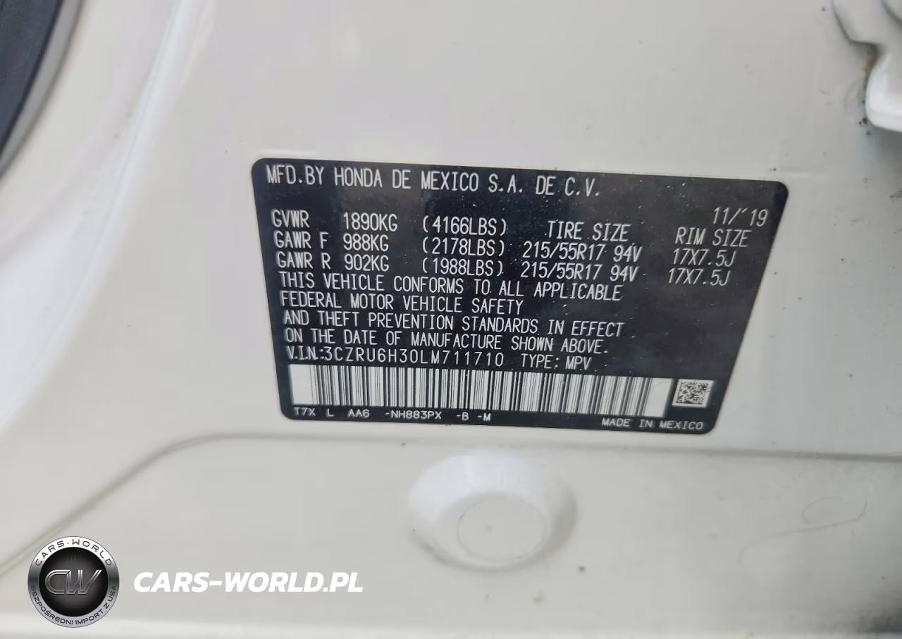 2020 Honda Hr-V Lx VIN:3CZRU6H30LM711710 - 13