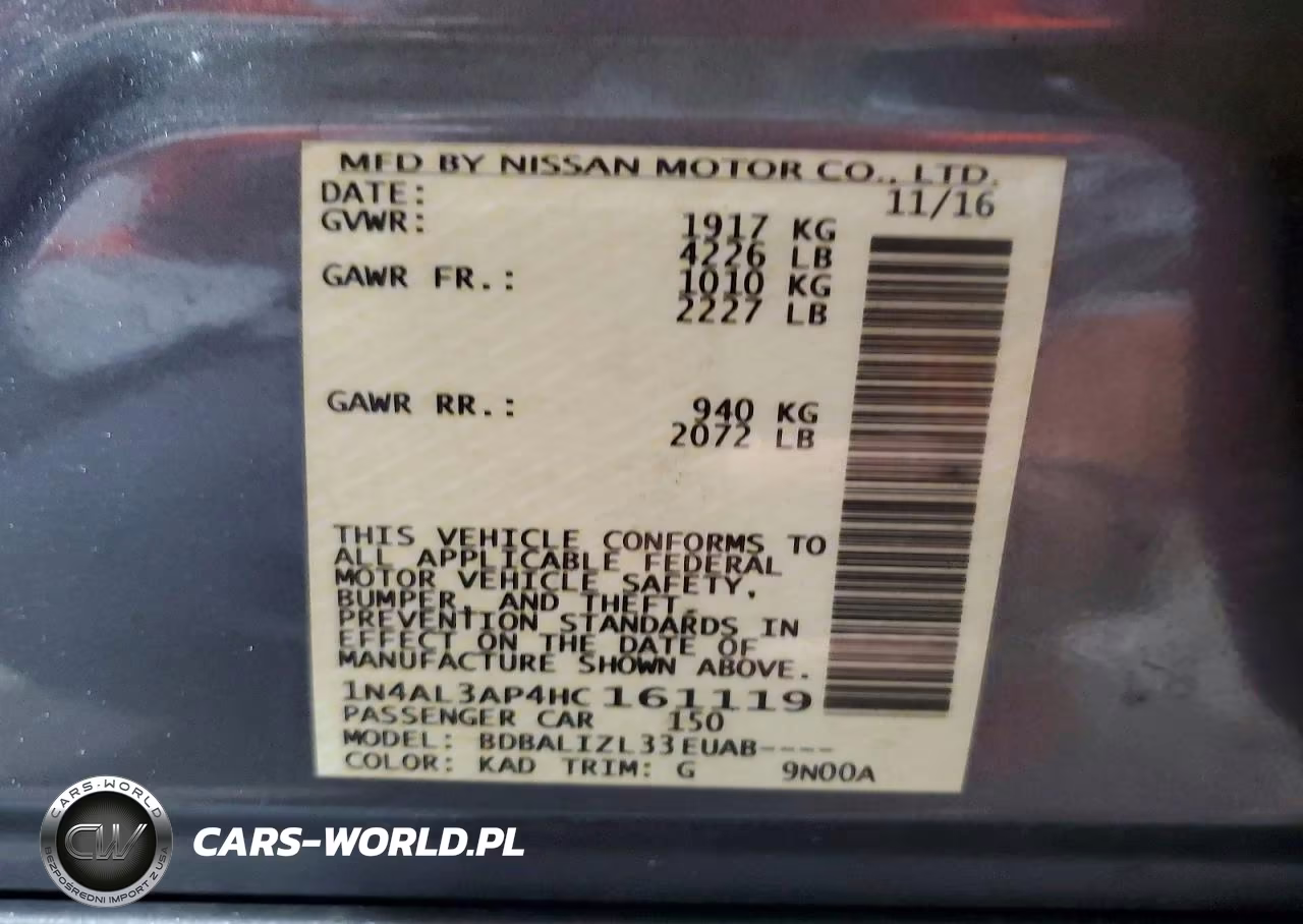 2017 Nissan Altima 2.5 Sv VIN:1N4AL3AP4HC161119 - 12