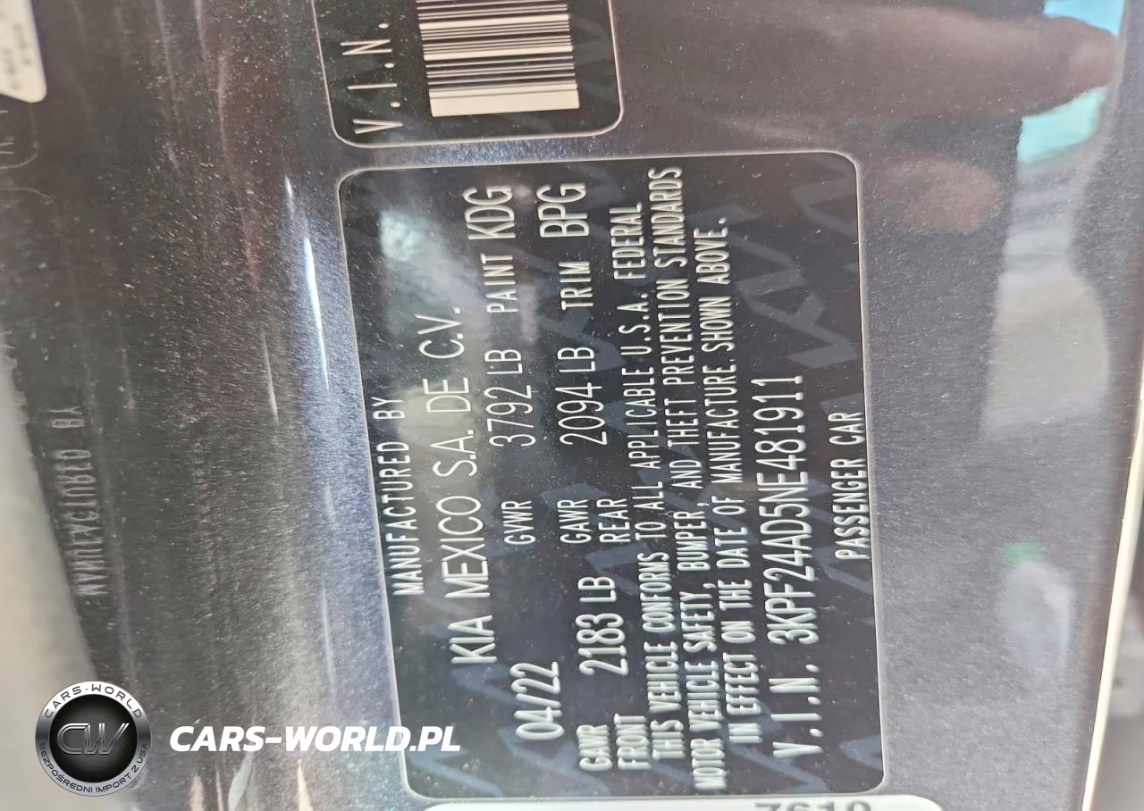 2022 Kia Forte Lxs VIN:3KPF24AD5NE481911 - 13
