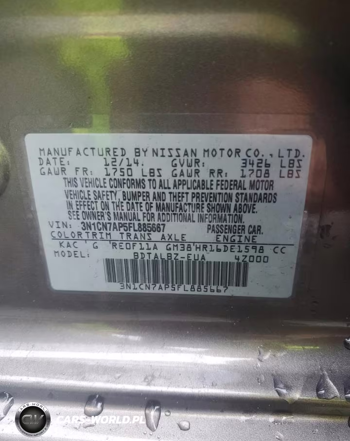 2015 Nissan Versa 1.6 Sv VIN:3N1CN7AP5FL885667 - 12