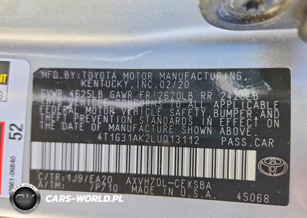 2020 Toyota Camry Se VIN:4T1G31AK2LU013112 - 13