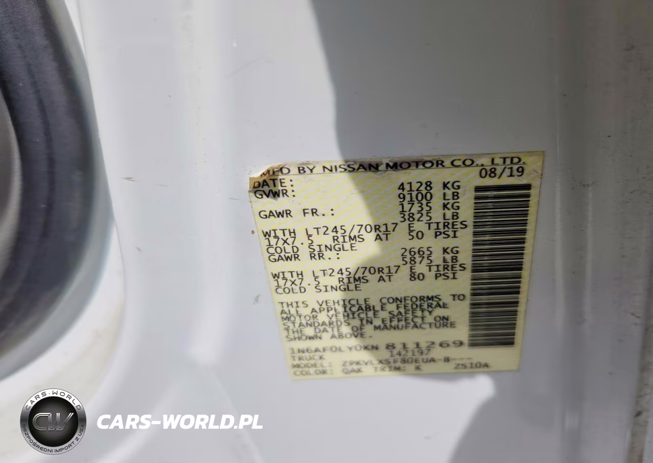 2019 Nissan Nv 2500 Hd Sv VIN:1N6AF0LY0KN811269 - 13