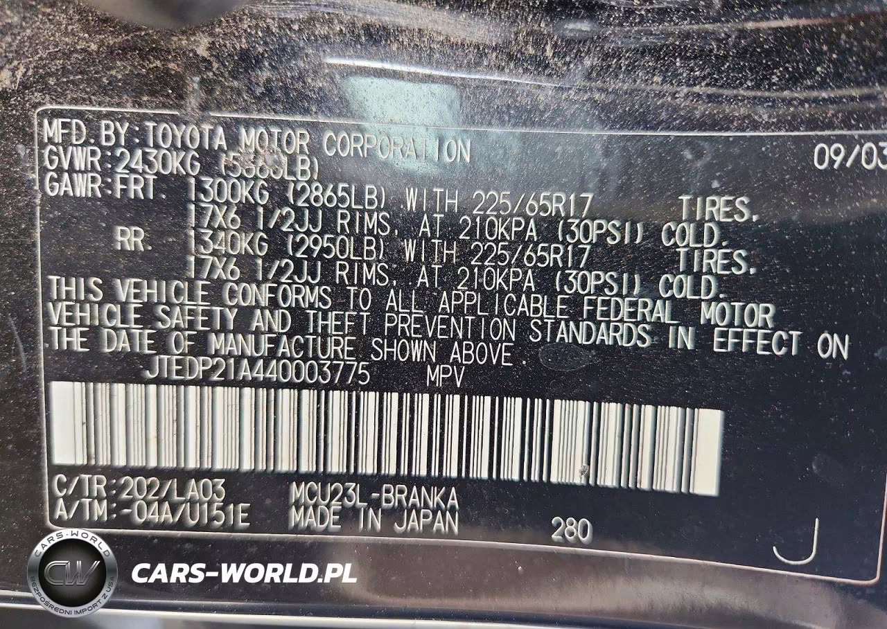 2004 Toyota Highlander Limited VIN:JTEDP21A440003775 - 13
